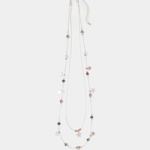 Fat Face Star Two Strand Necklace Rose Gold/Silver